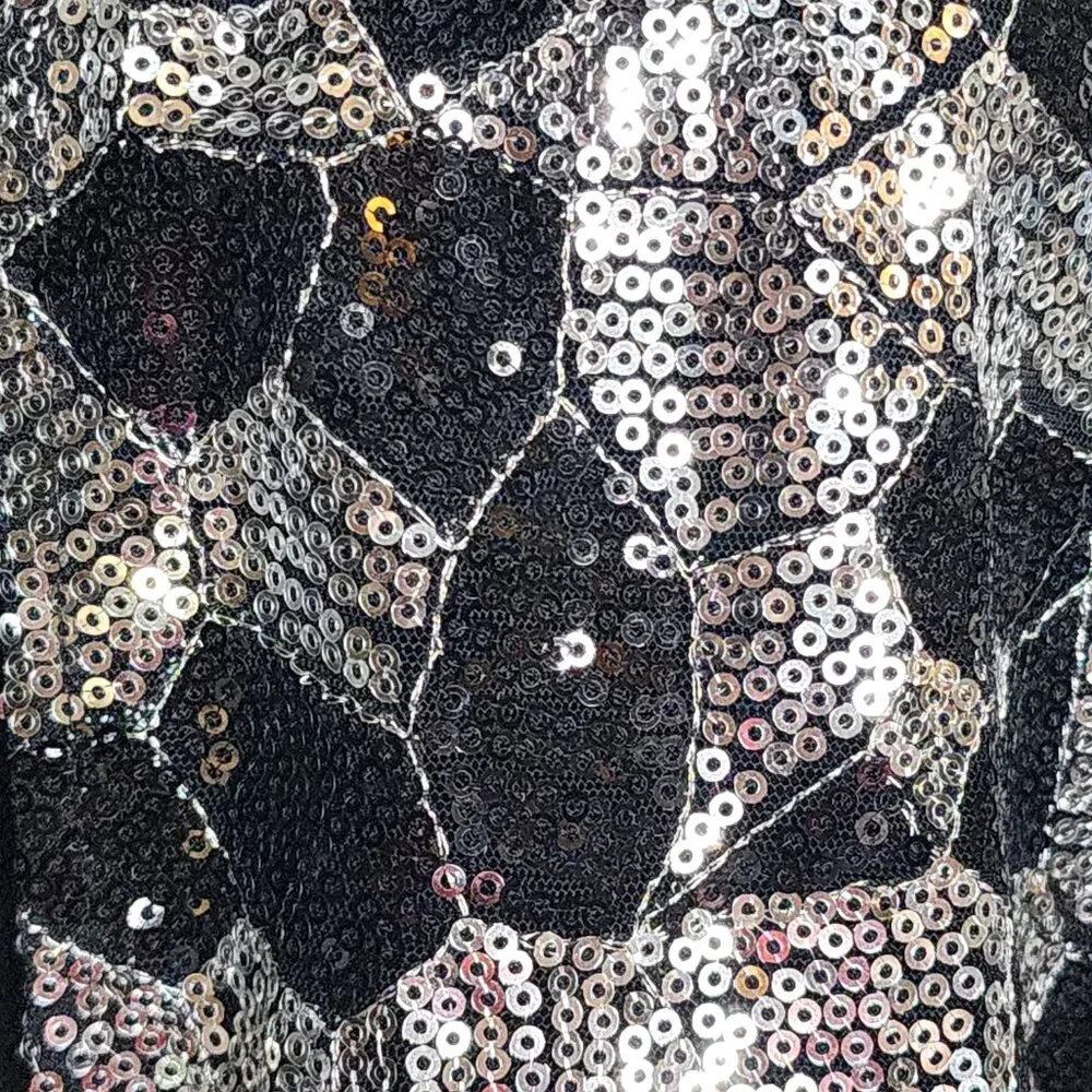 Chico's Black Silver Sequin Twilight Dazzle Tropez Poly Jacket Sz Chico 3 US XL - Picture 8 of 16